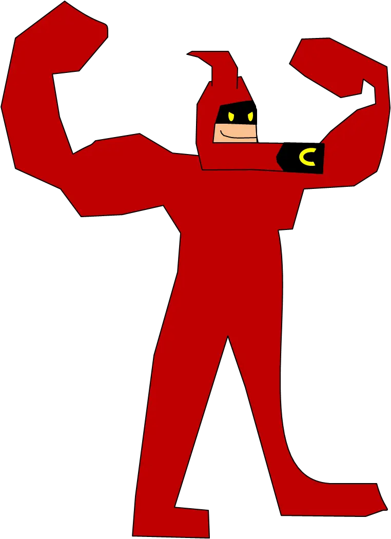 Cartoon Red Superhero with Muscles