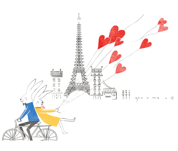 Bunnies Riding Bicycle in Paris