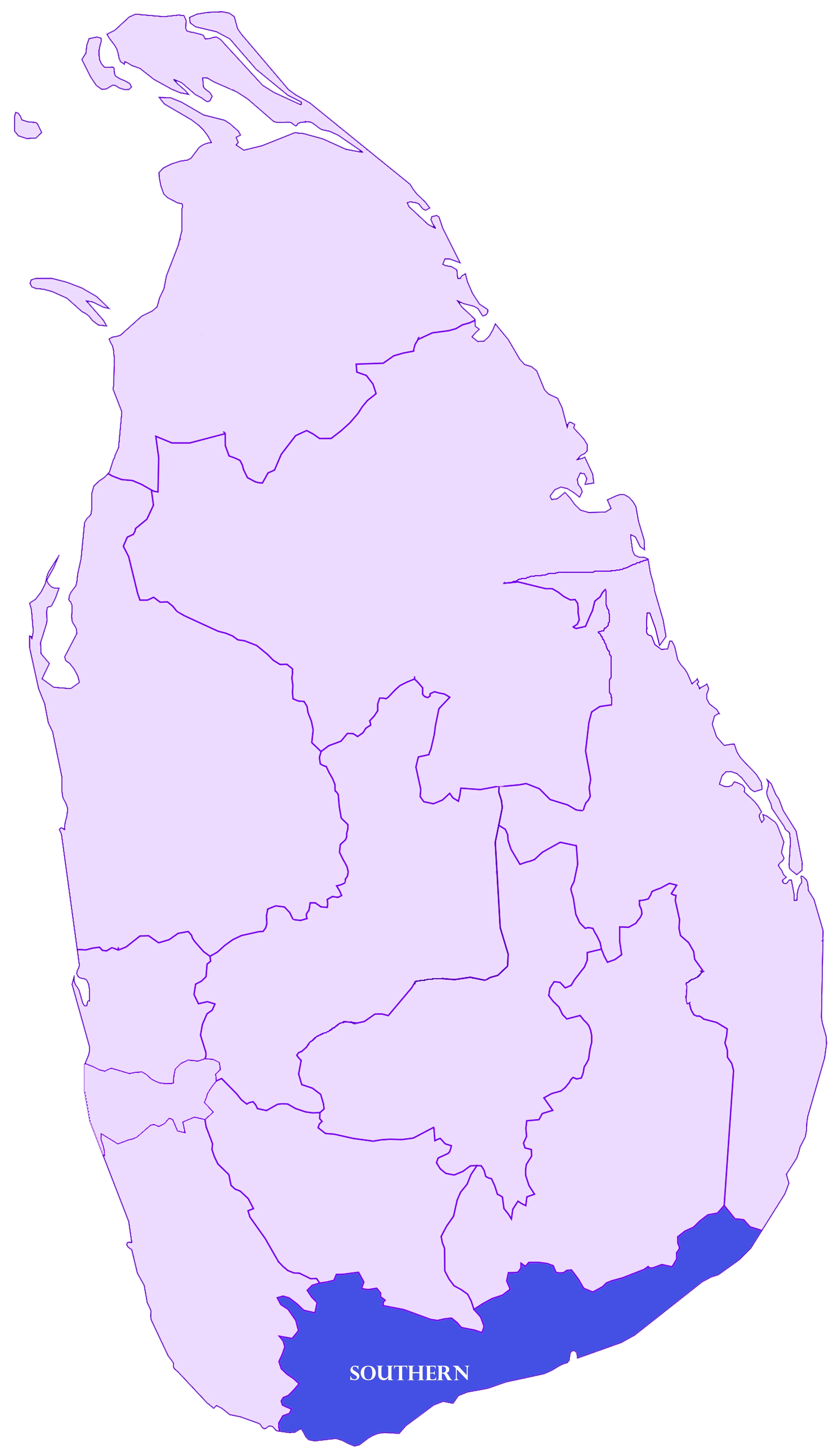 Map Highlighting Southern Province of Sri Lanka