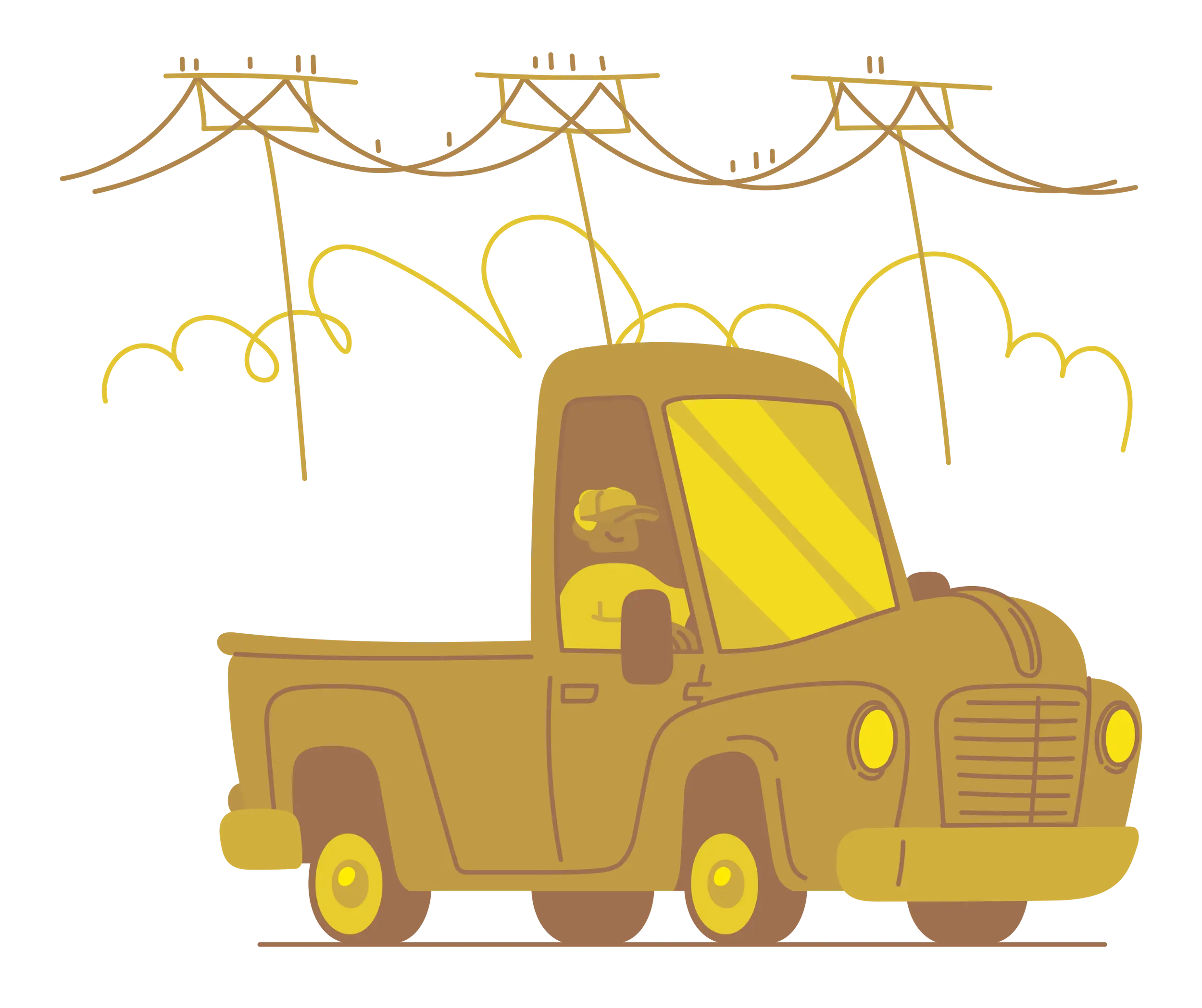Yellow Pickup Truck Illustration