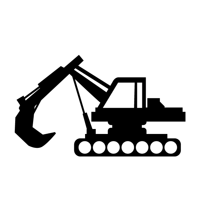 Black Silhouette of an Excavator