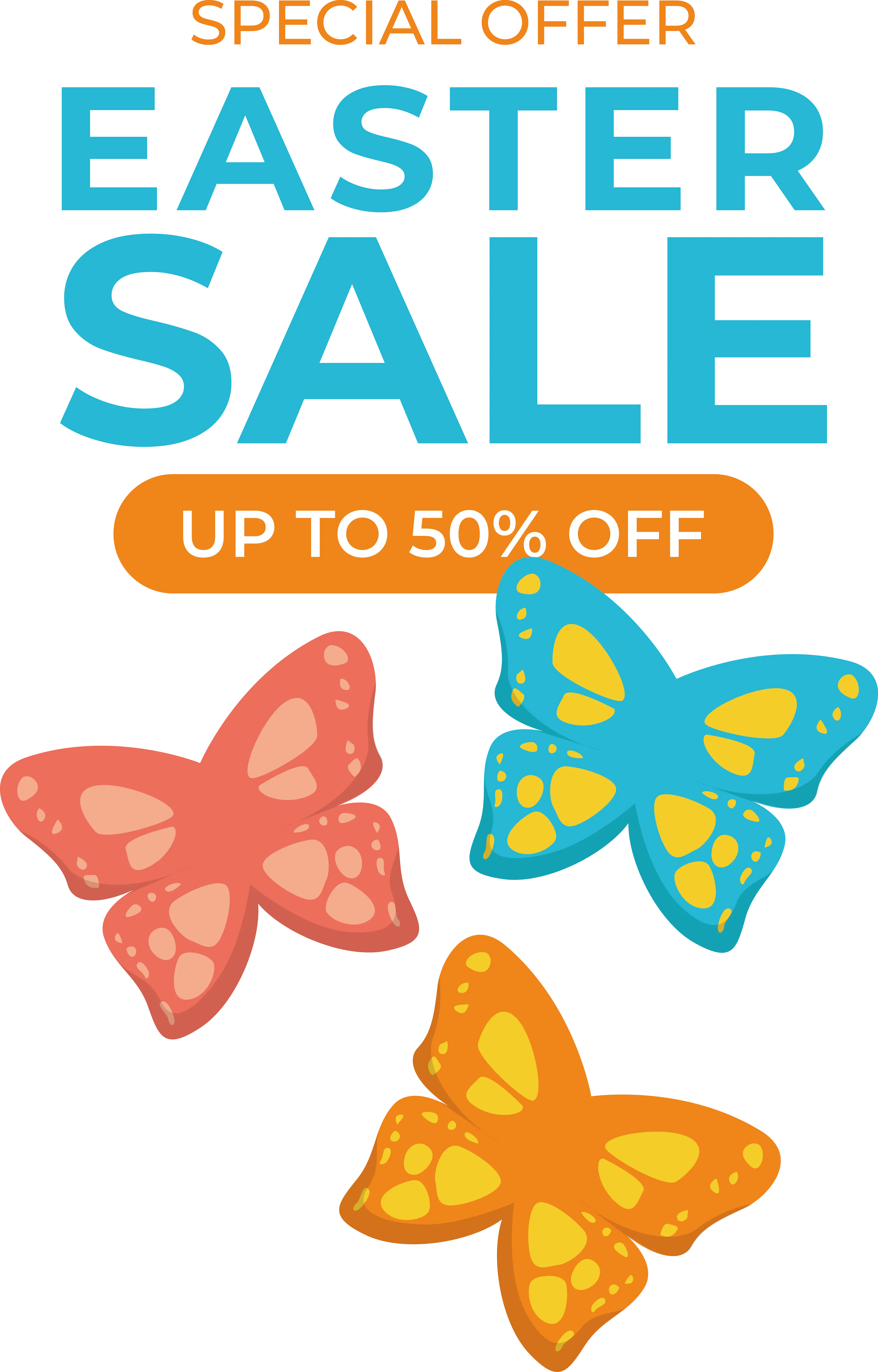 Easter Sale with Colorful Butterflies
