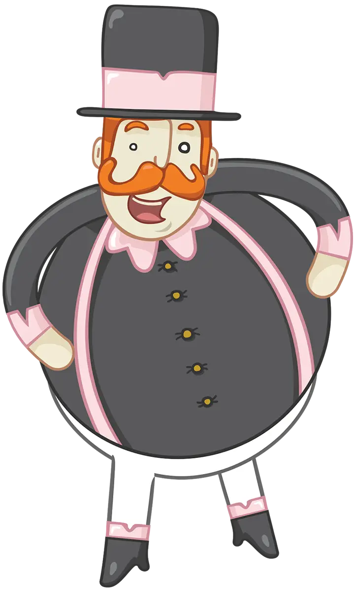 Cartoon Old Fashioned Gentleman Character
