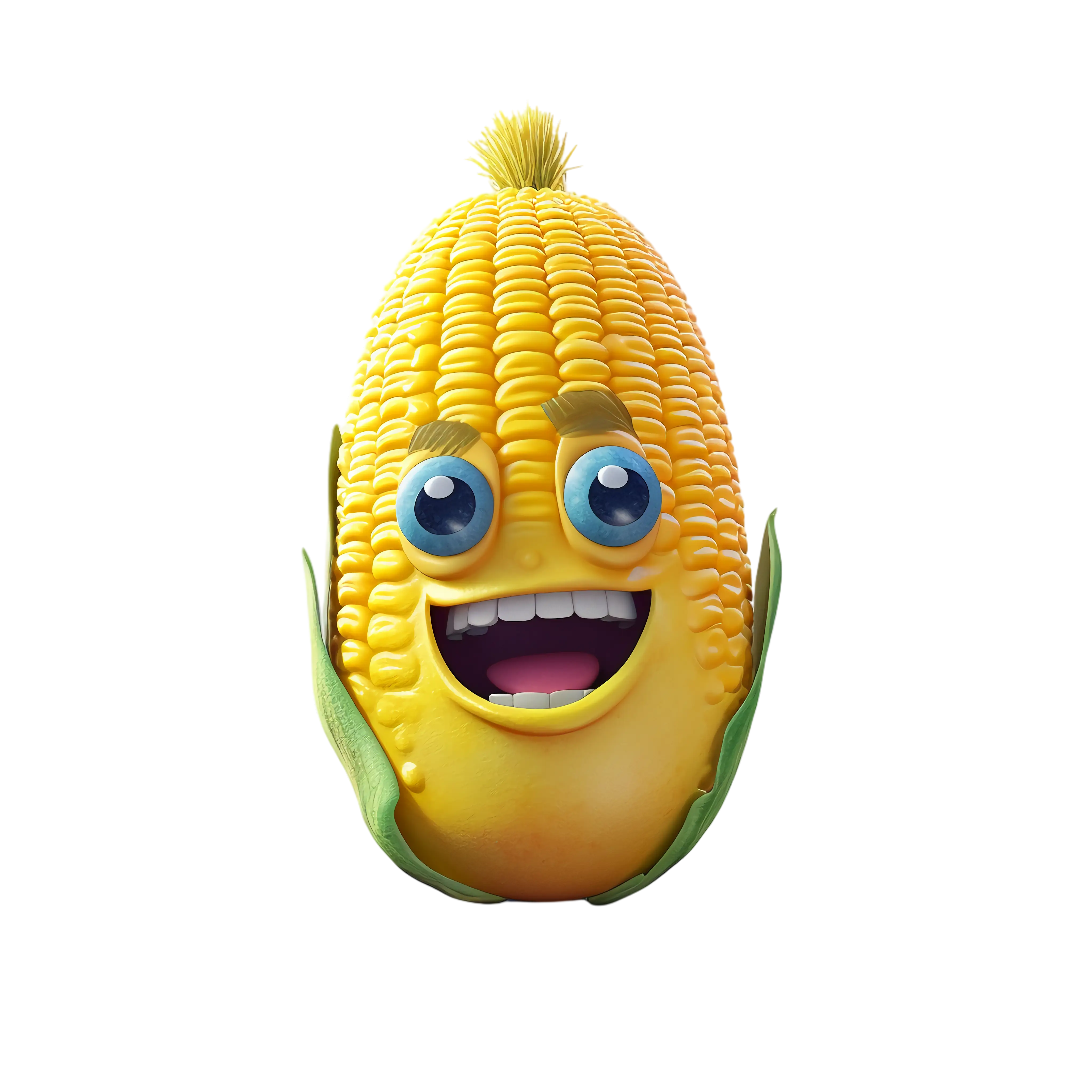 Happy Animated Corn Character
