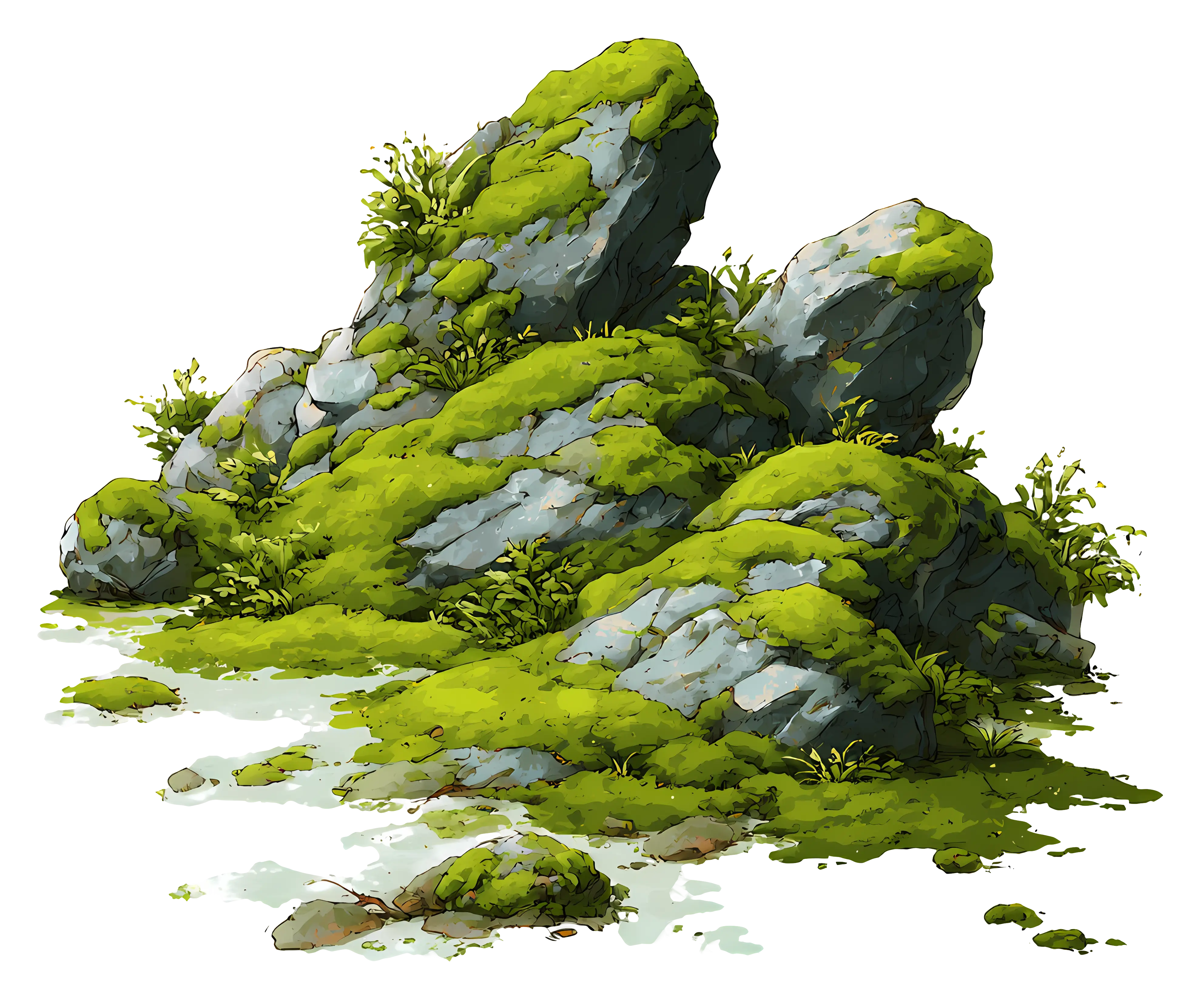 Mossy Rock Formation in Nature