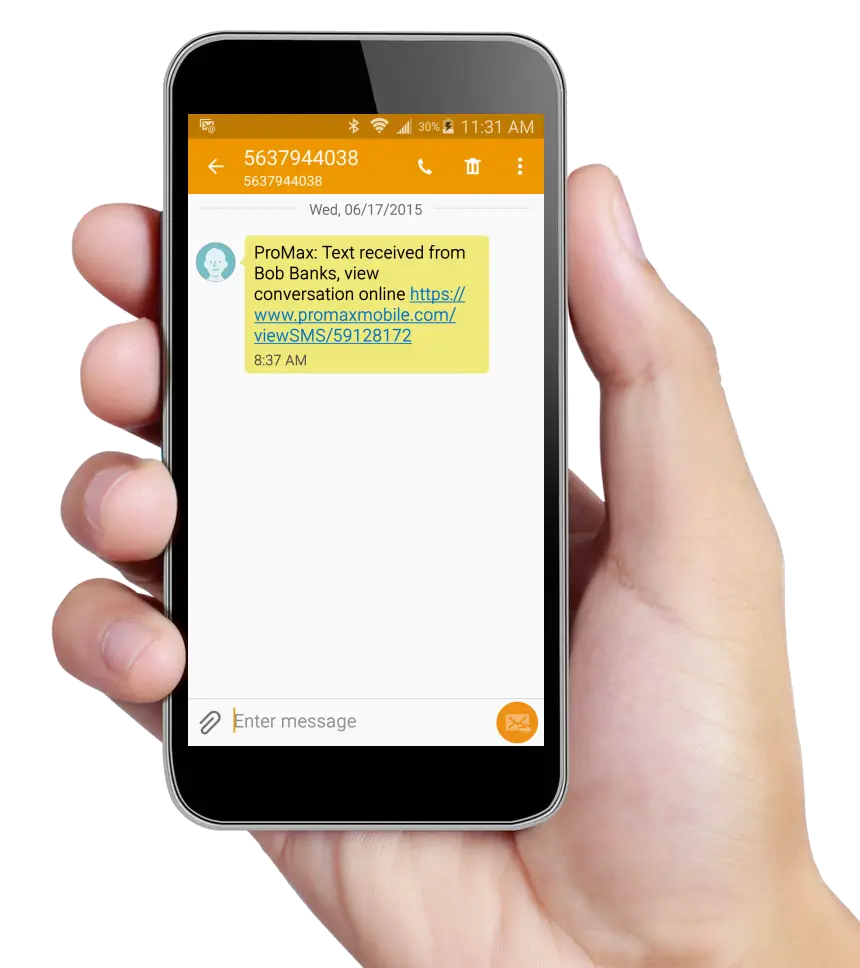 Hand Holding Smartphone with Text Message