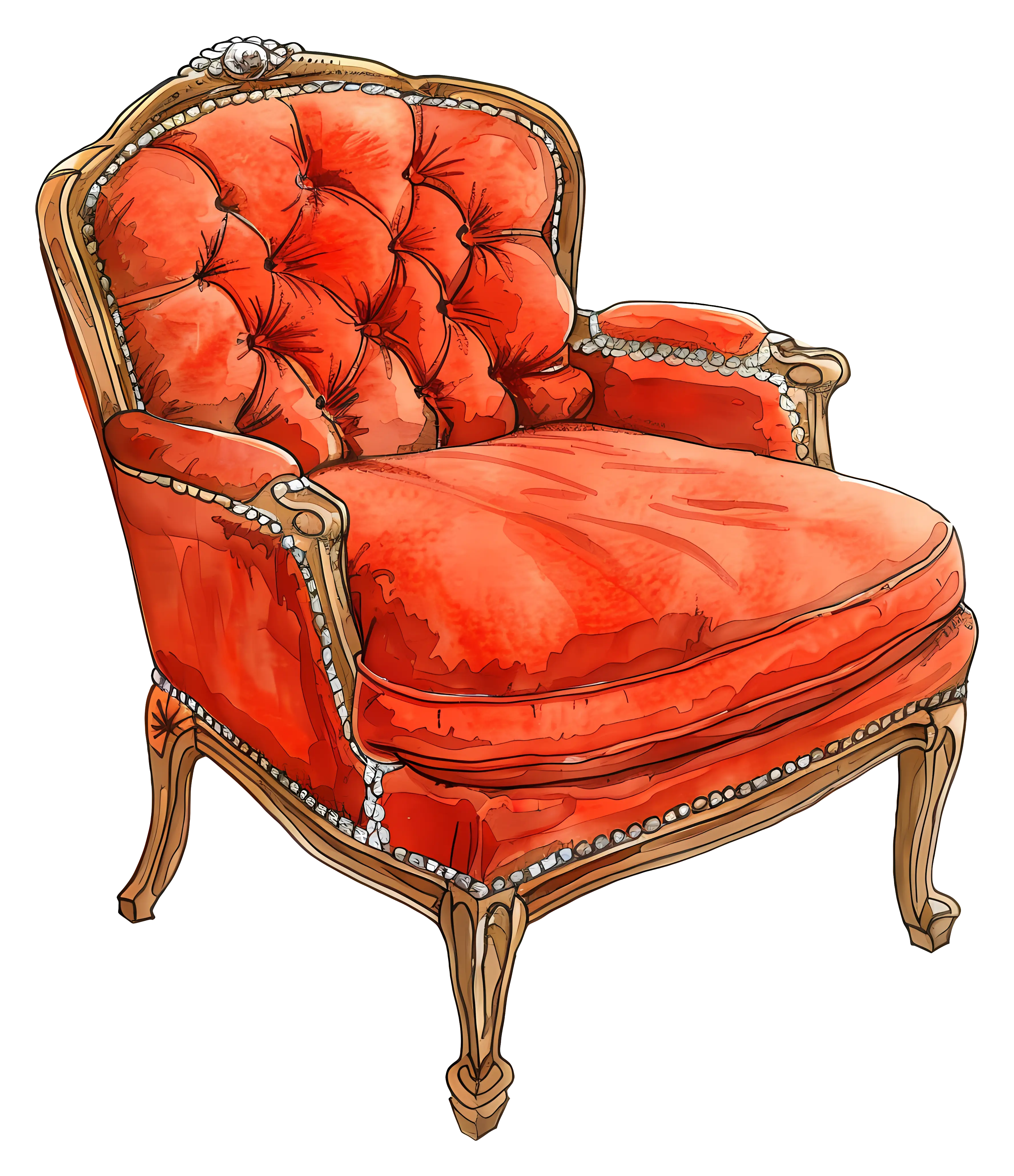 Red Vintage Armchair Illustration