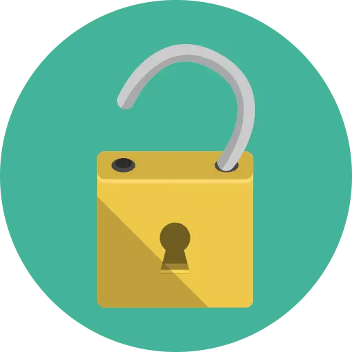 Yellow Open Padlock Illustration