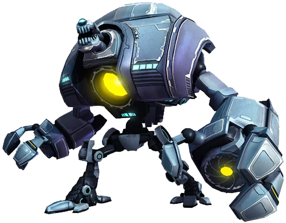 Futuristic Robot with Yellow Glowing Eyes