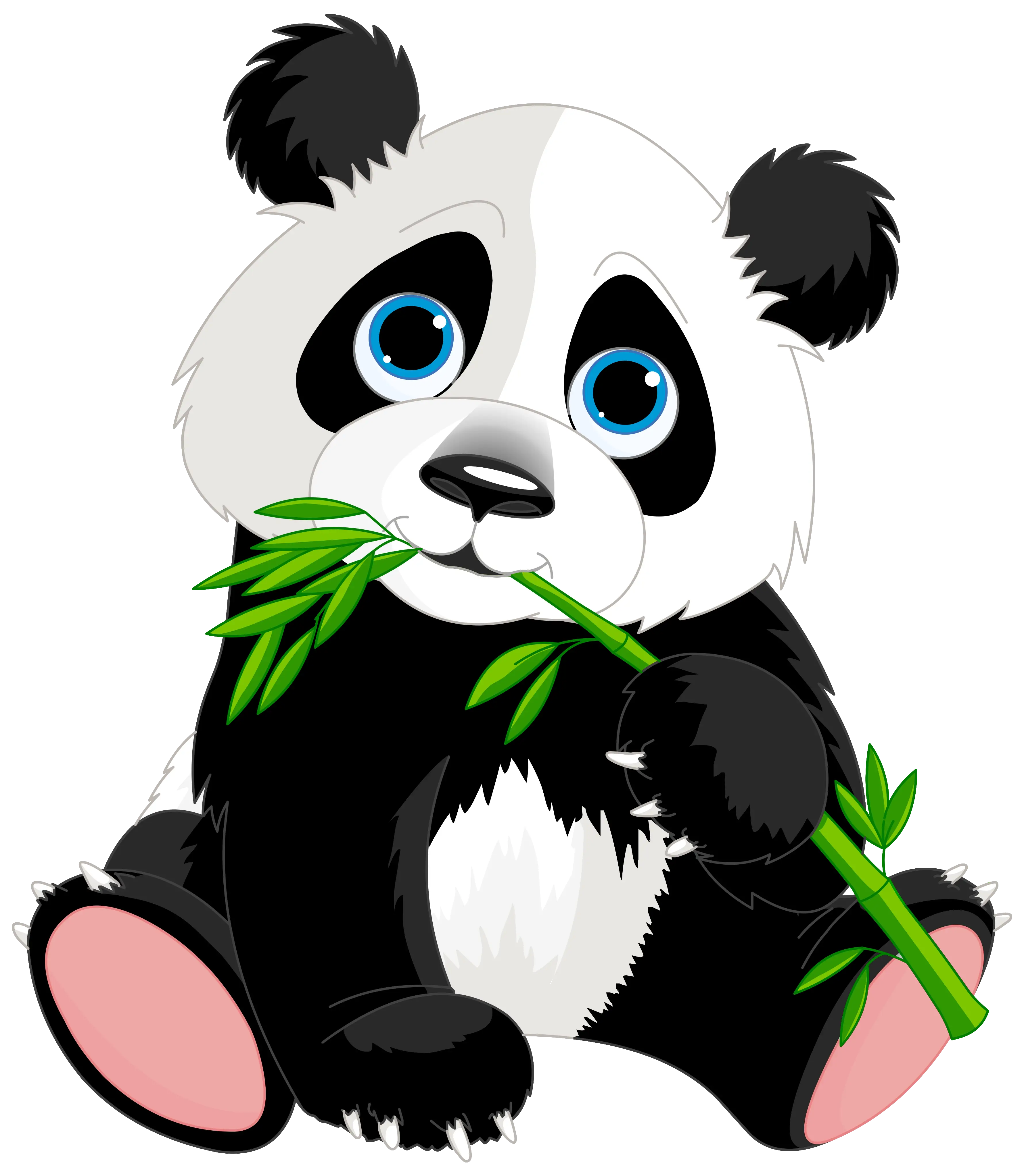 Cartoon Panda Eating Bamboo