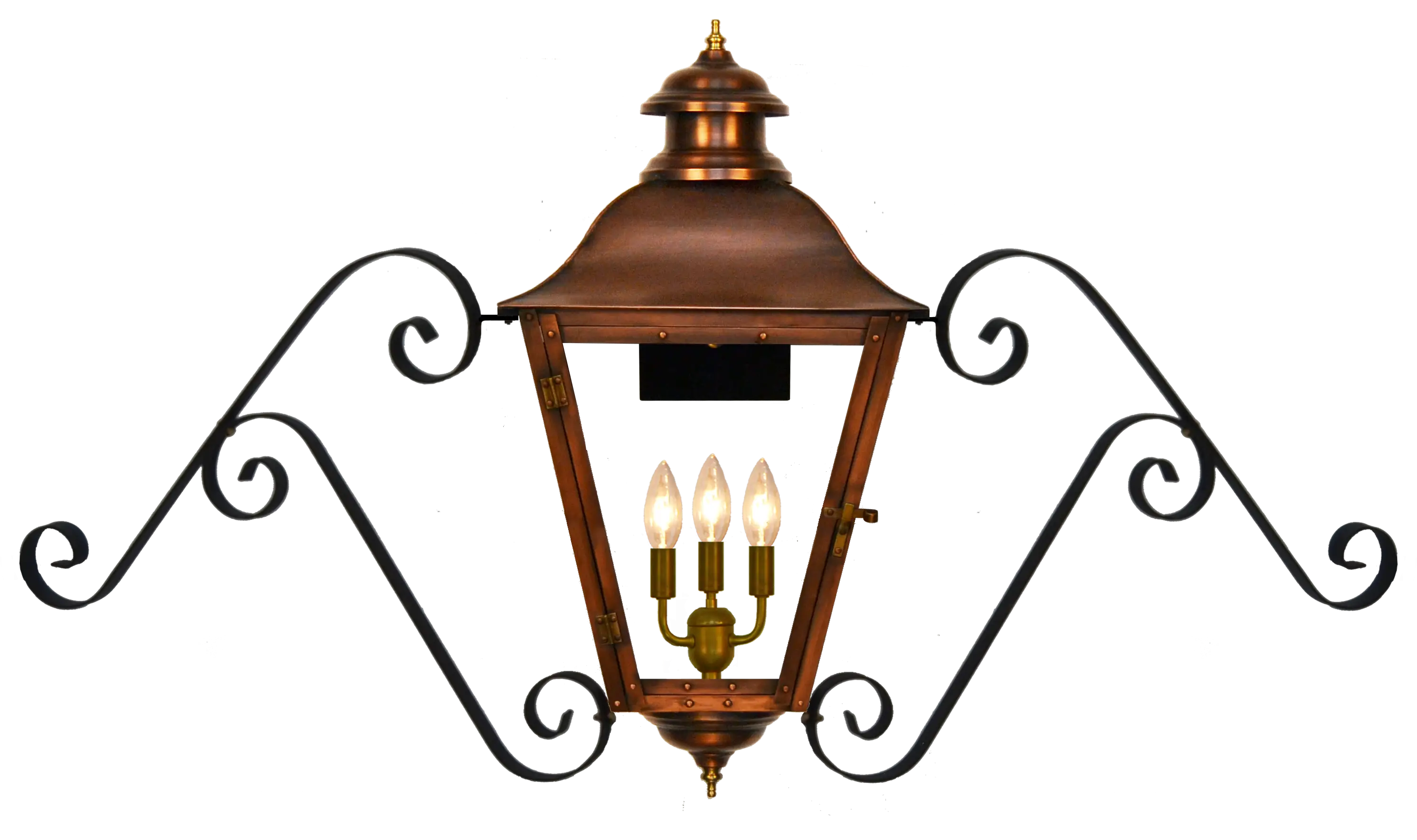 Elegant Vintage Copper Lantern with Scroll Detailing