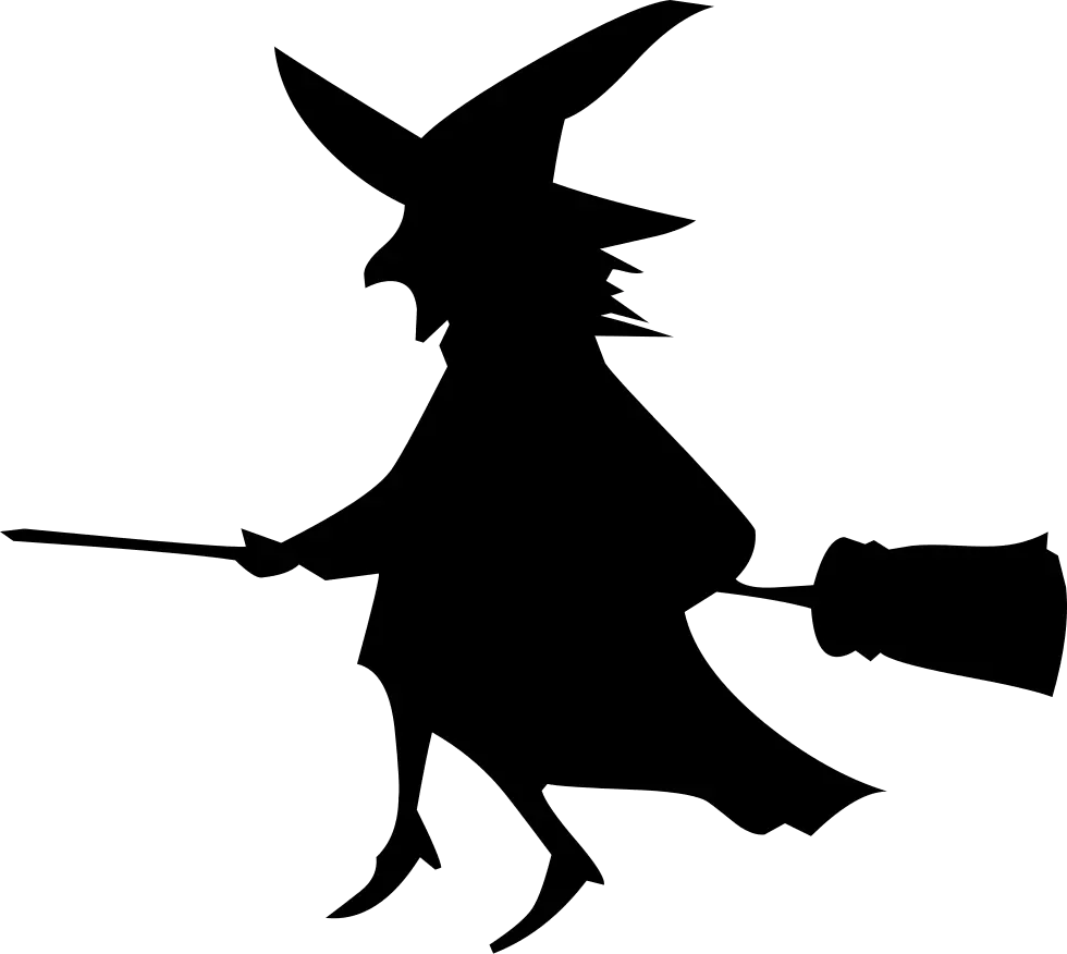 Witch Silhouette on Broomstick for Halloween Theme