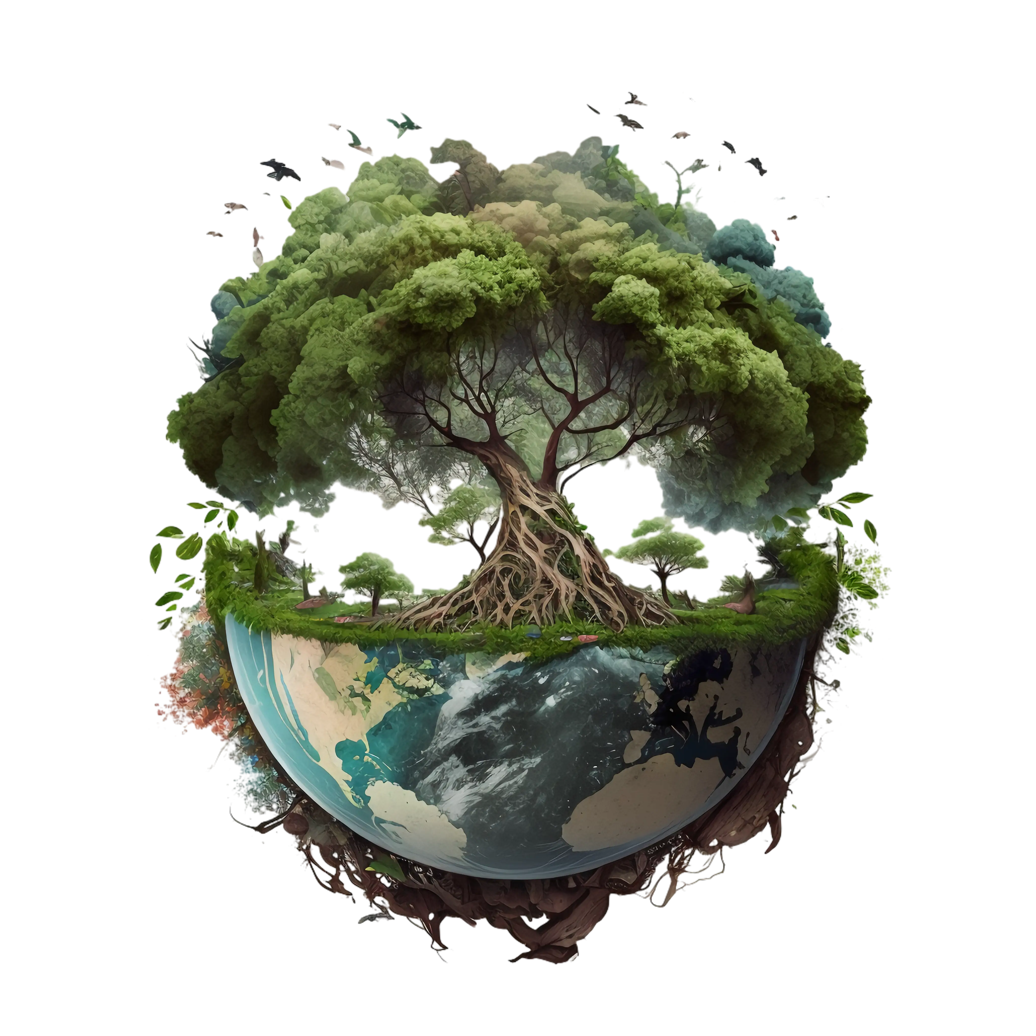 Tree of Life with Earth and Roots