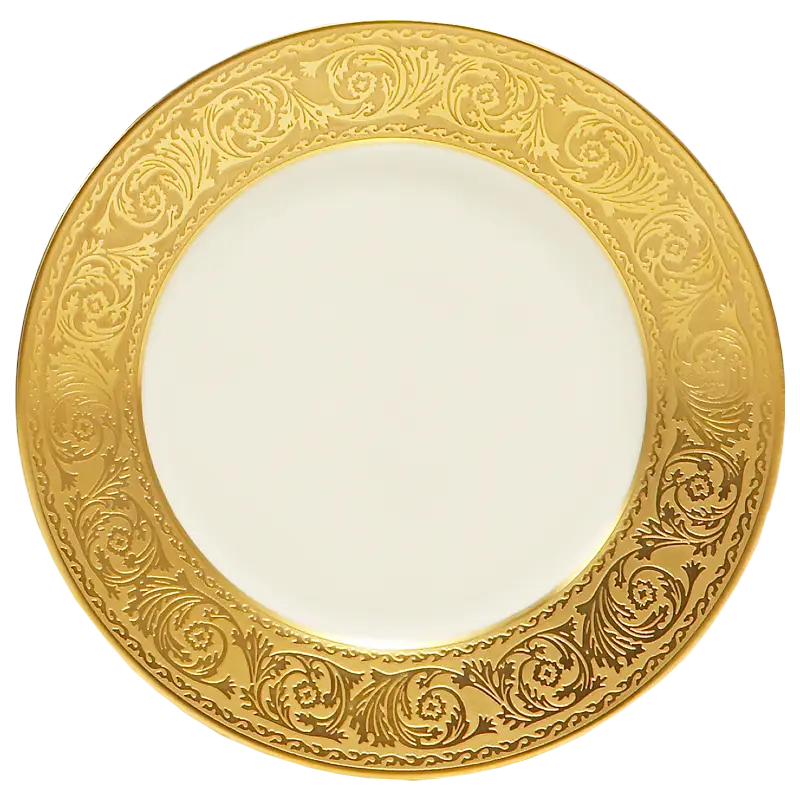 Golden Decorative Plate with Ornamental Design