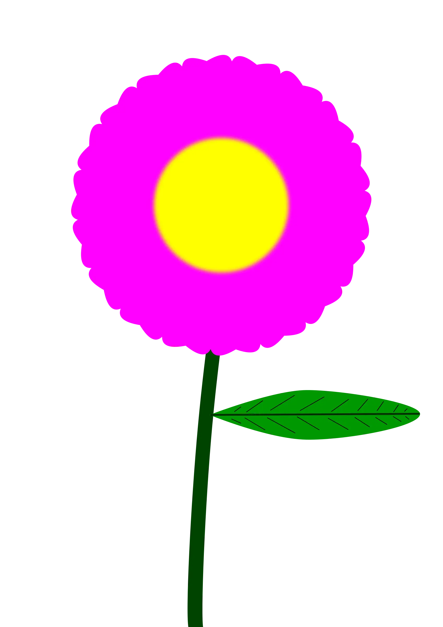 Pink Cartoon Flower with Yellow Center