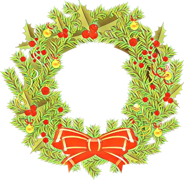 Christmas Wreath with Holly and Red Bow