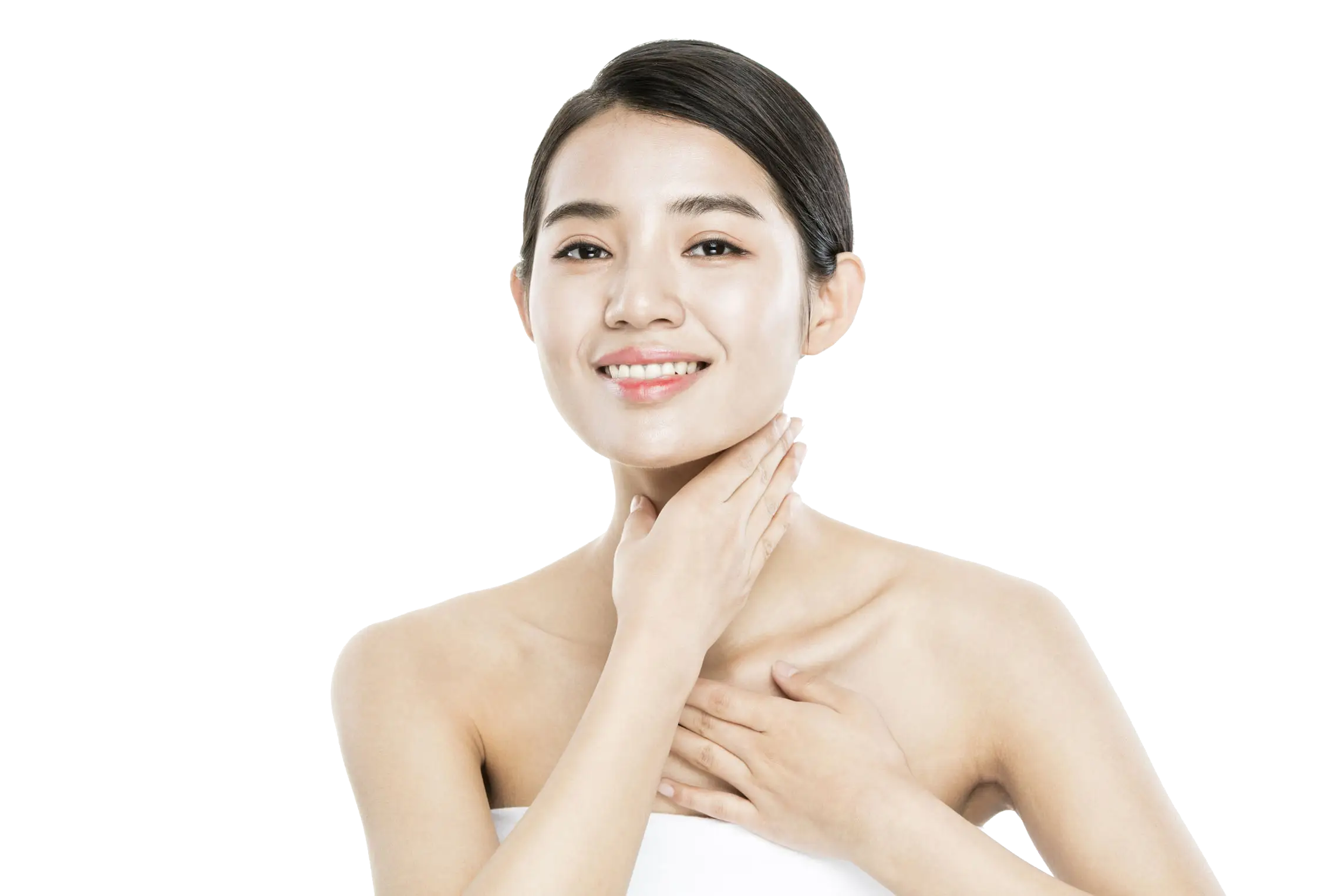 Smiling Woman with Skincare Routine