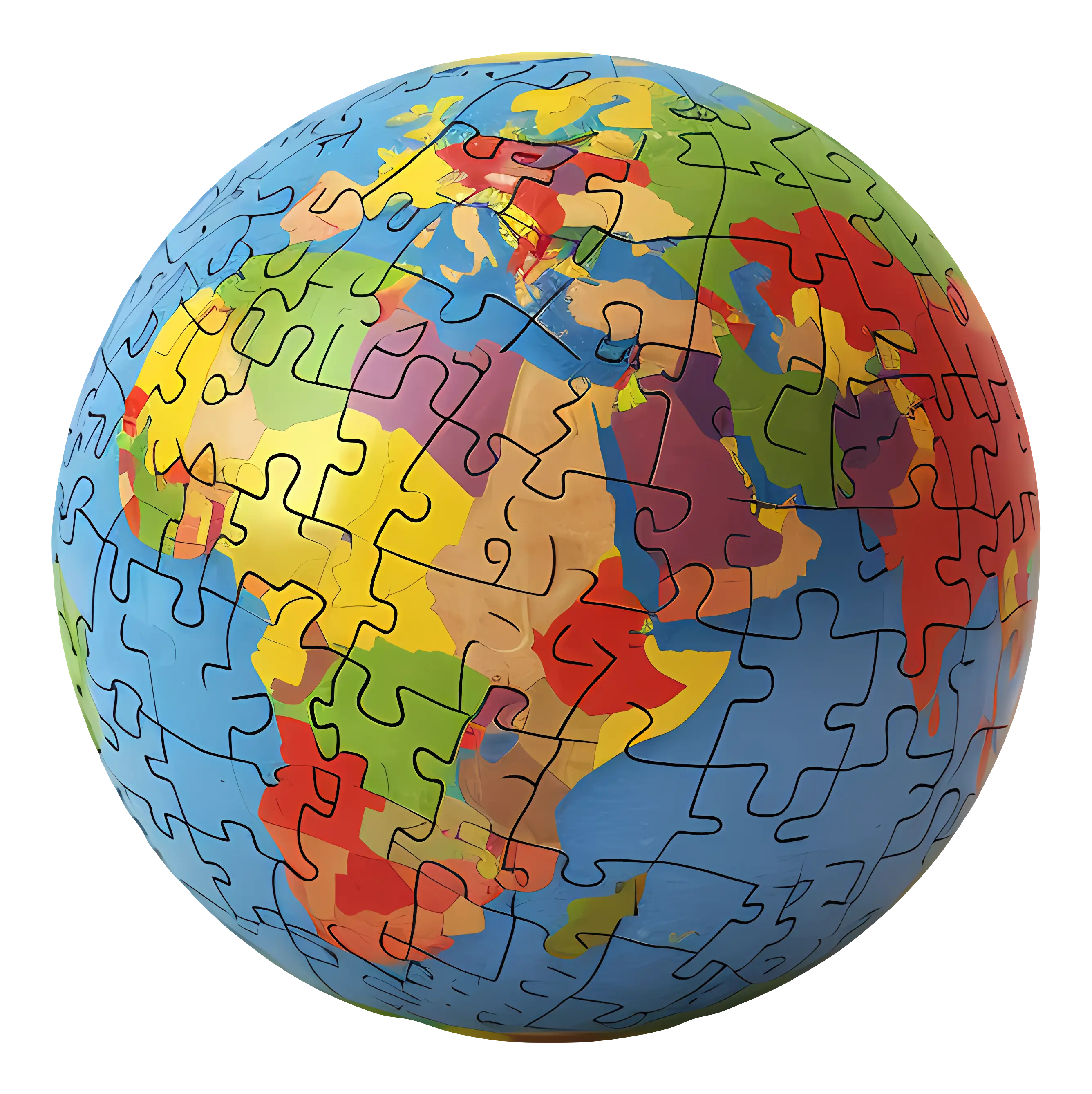 Bright Colored Globe Puzzle of the World