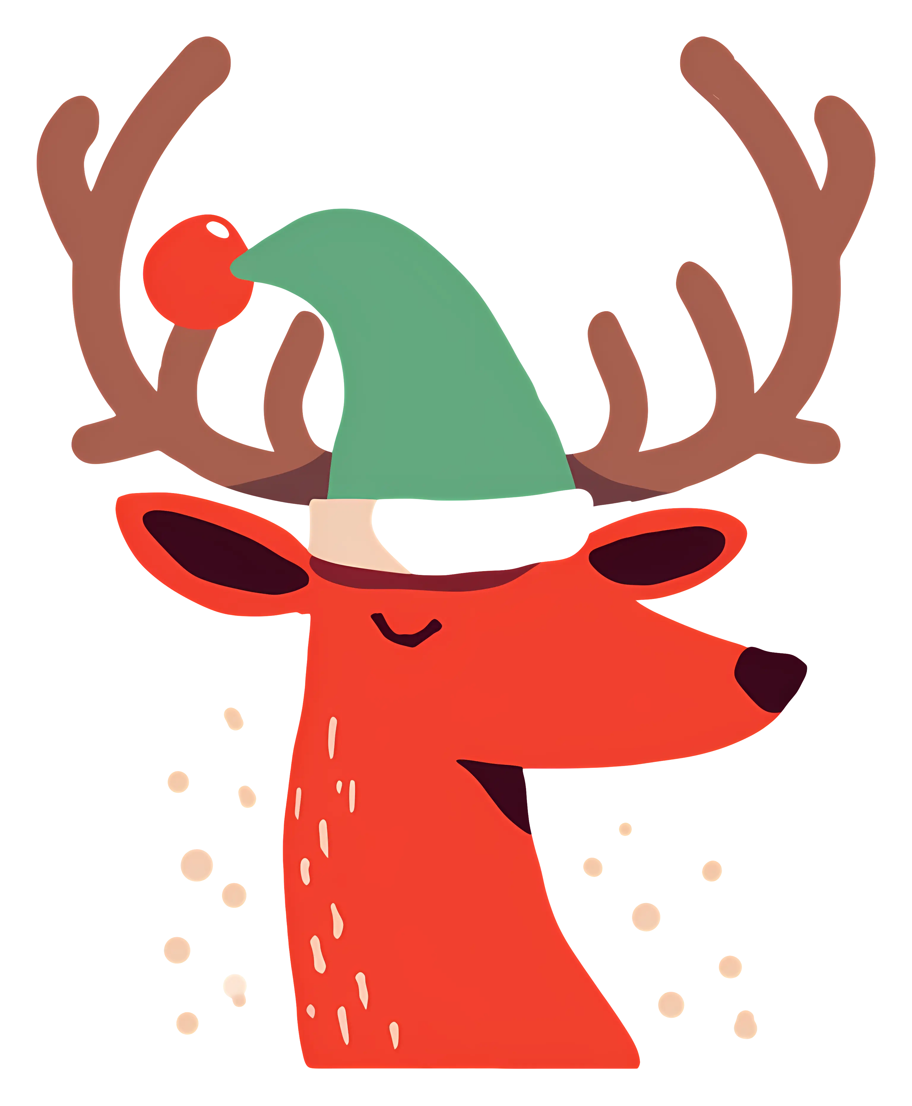 Festive Reindeer With Green Hat Illustration