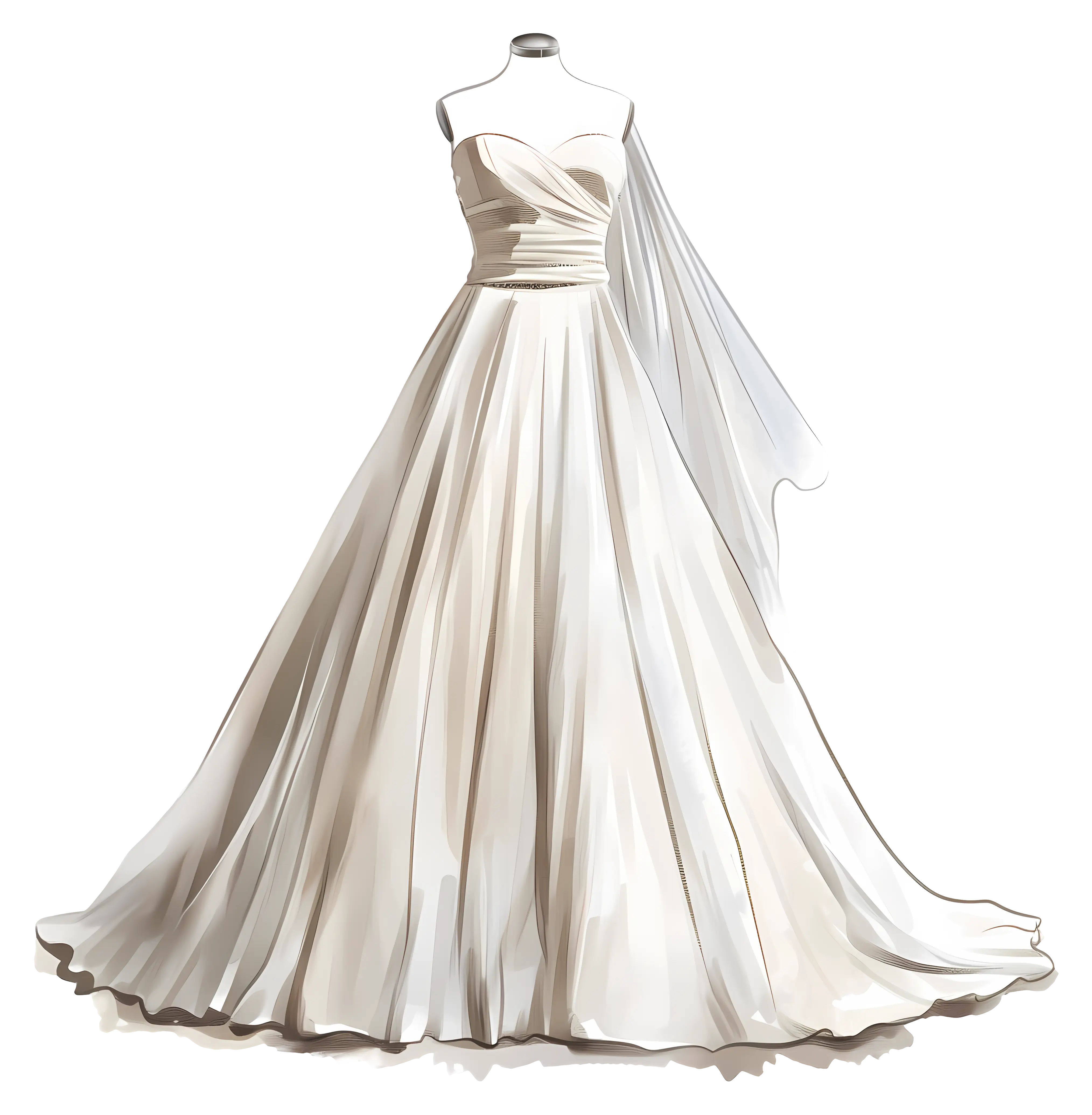 Elegant White Wedding Dress Illustration