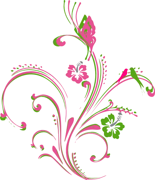 Pink and Green Floral Swirl Design