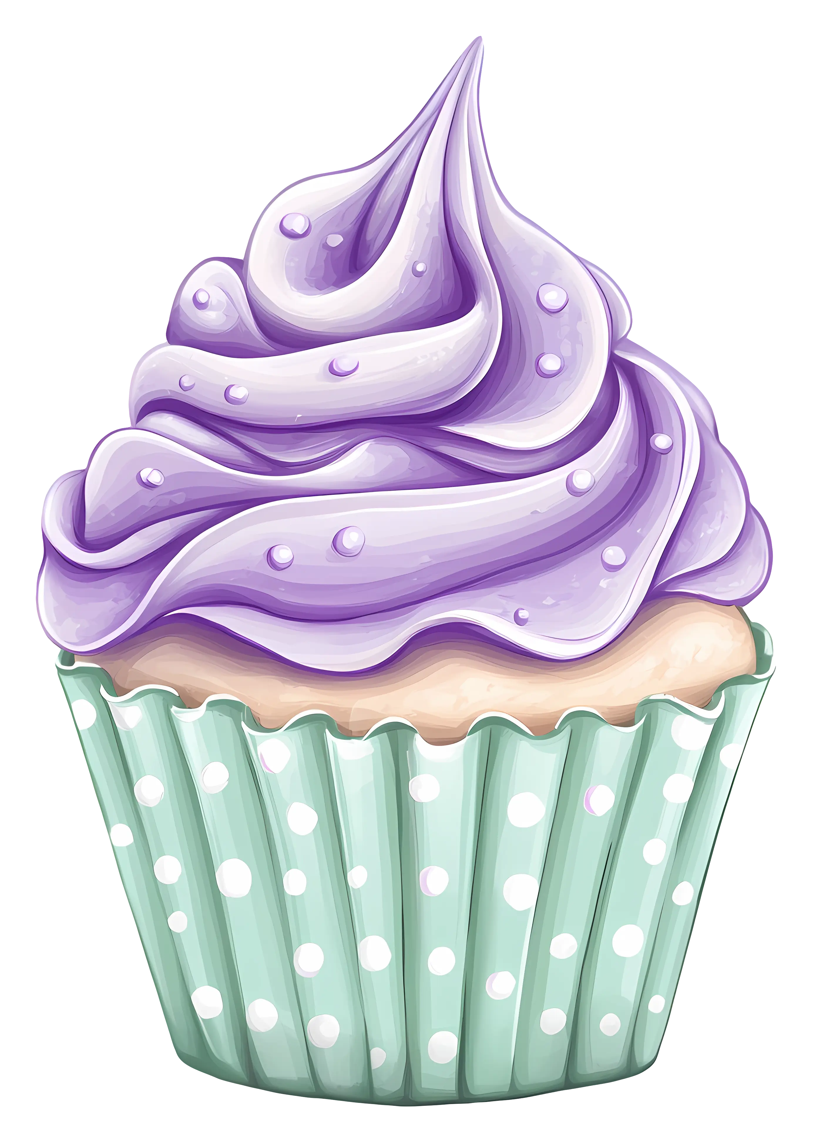 Purple Cupcake with Polka Dot Wrapper