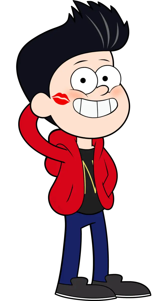Cartoon Boy with Kiss Mark