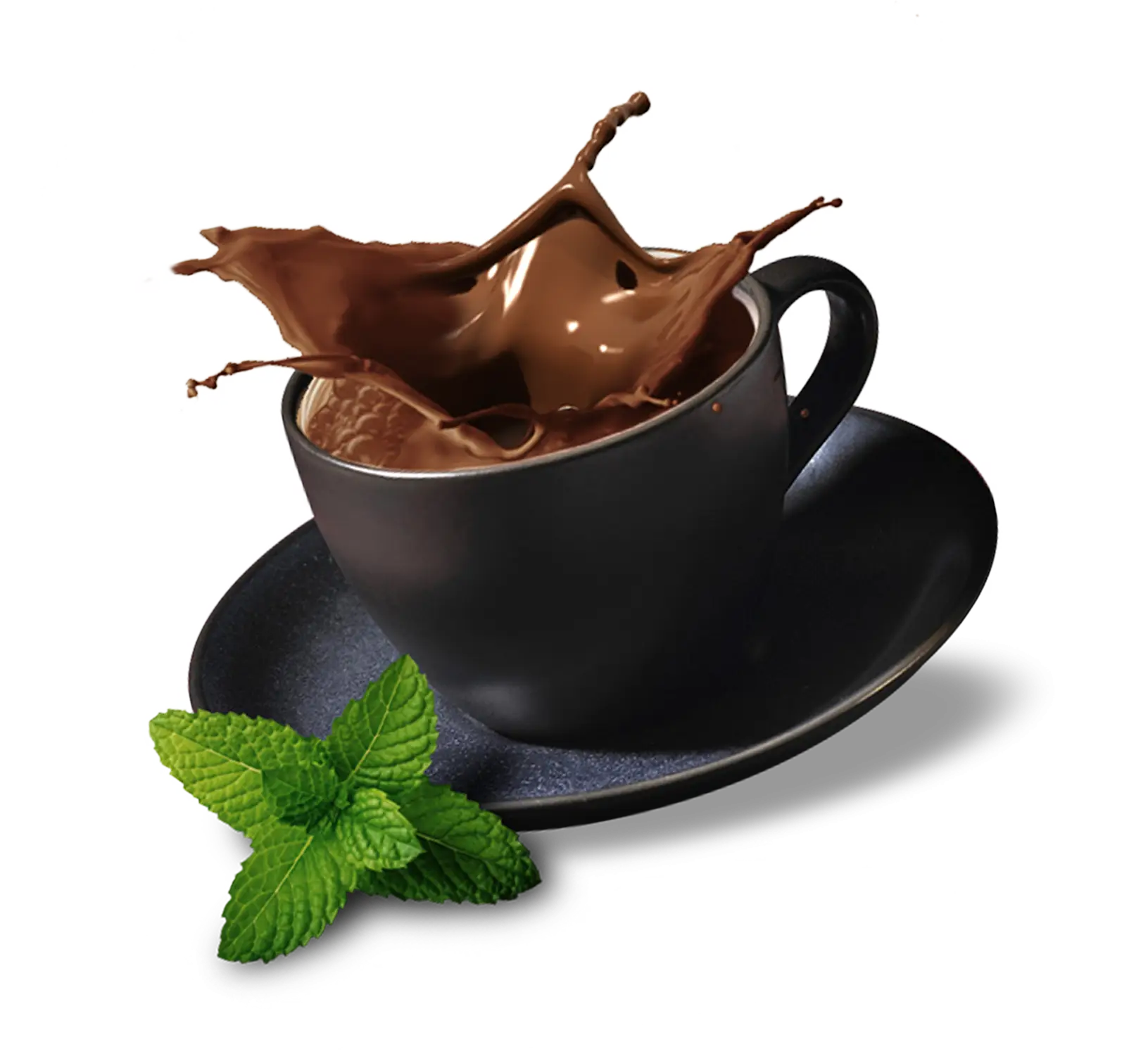 Coffee Cup with Splash and Mint