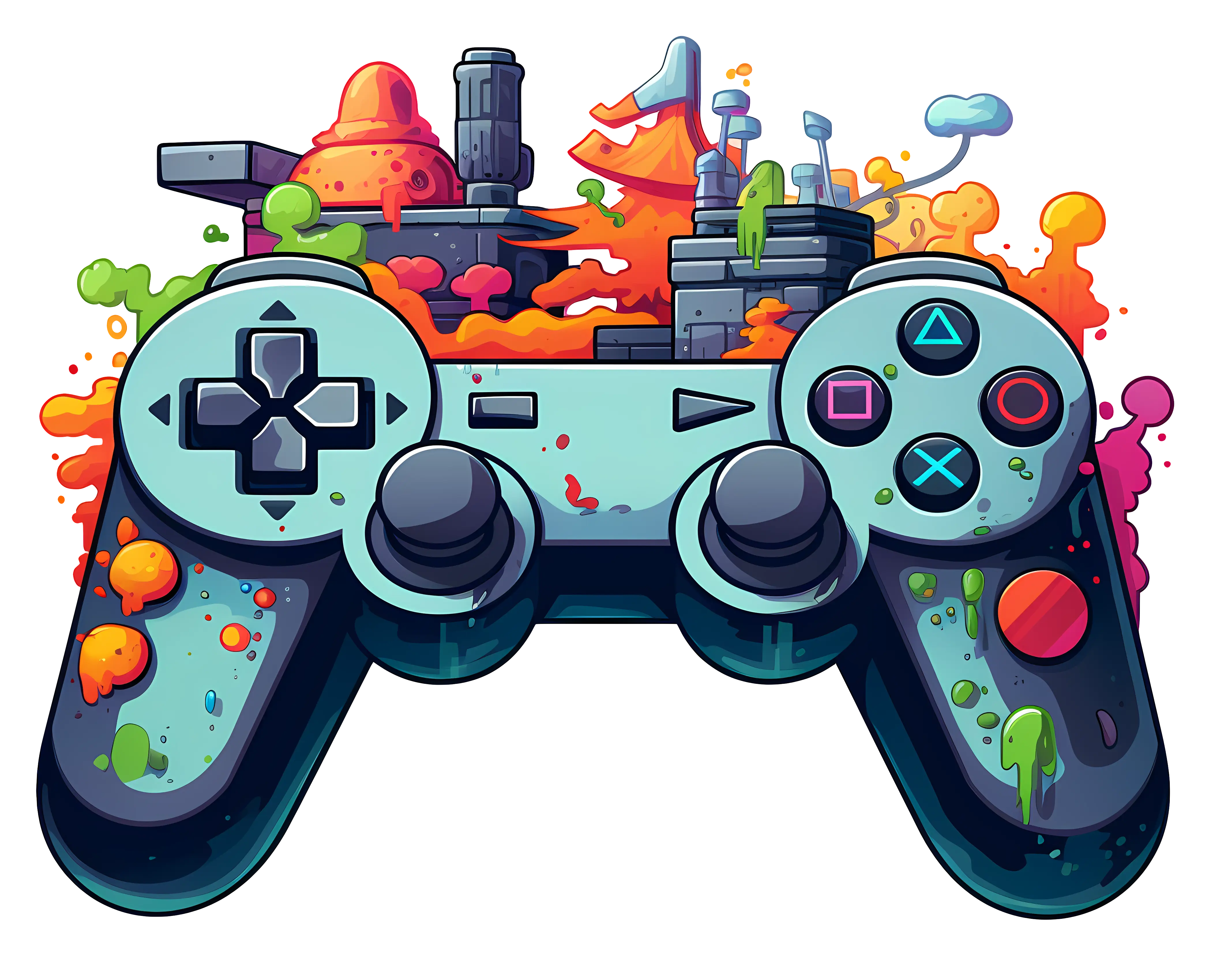 Colorful Gaming Controller Artwork