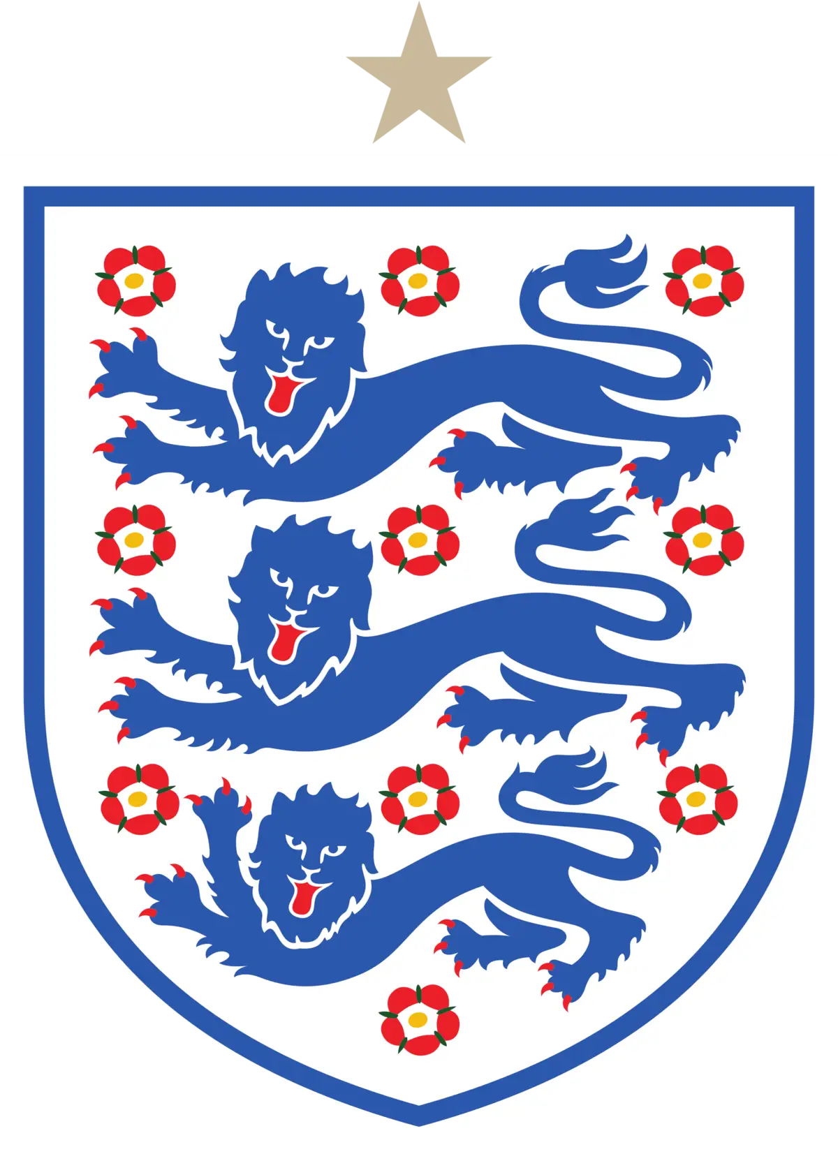 Three Blue Lions and Roses Crest with Star