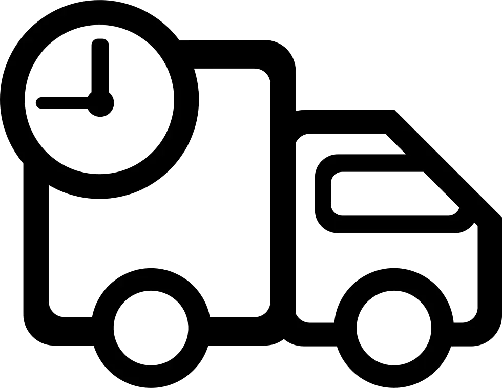 Black Line Delivery Truck Icon with Clock
