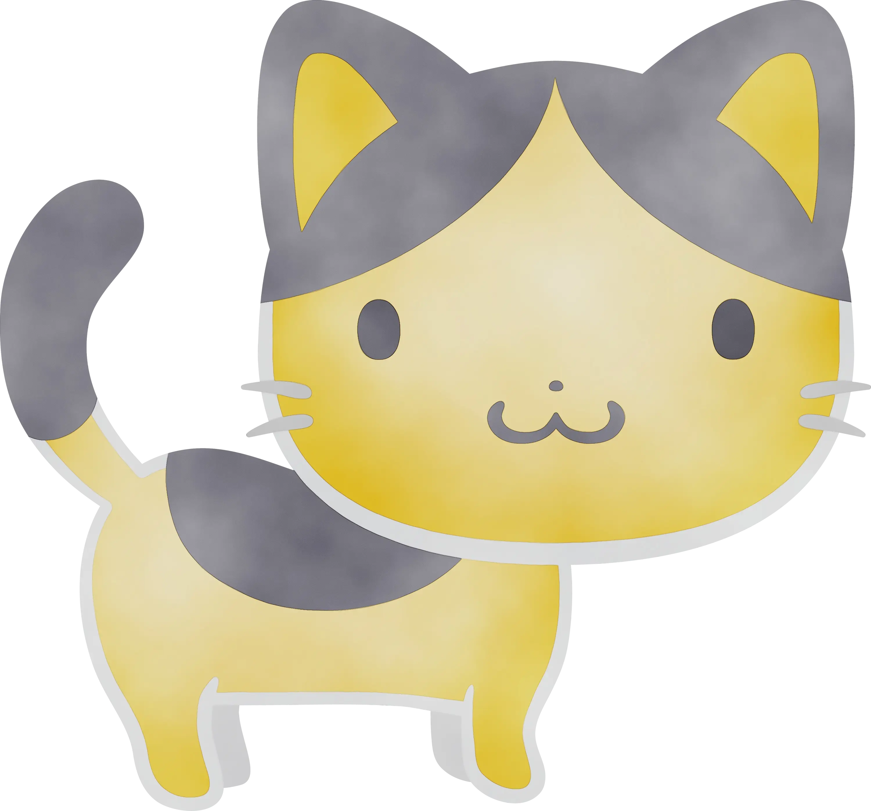 Cute Gray and Yellow Cartoon Cat