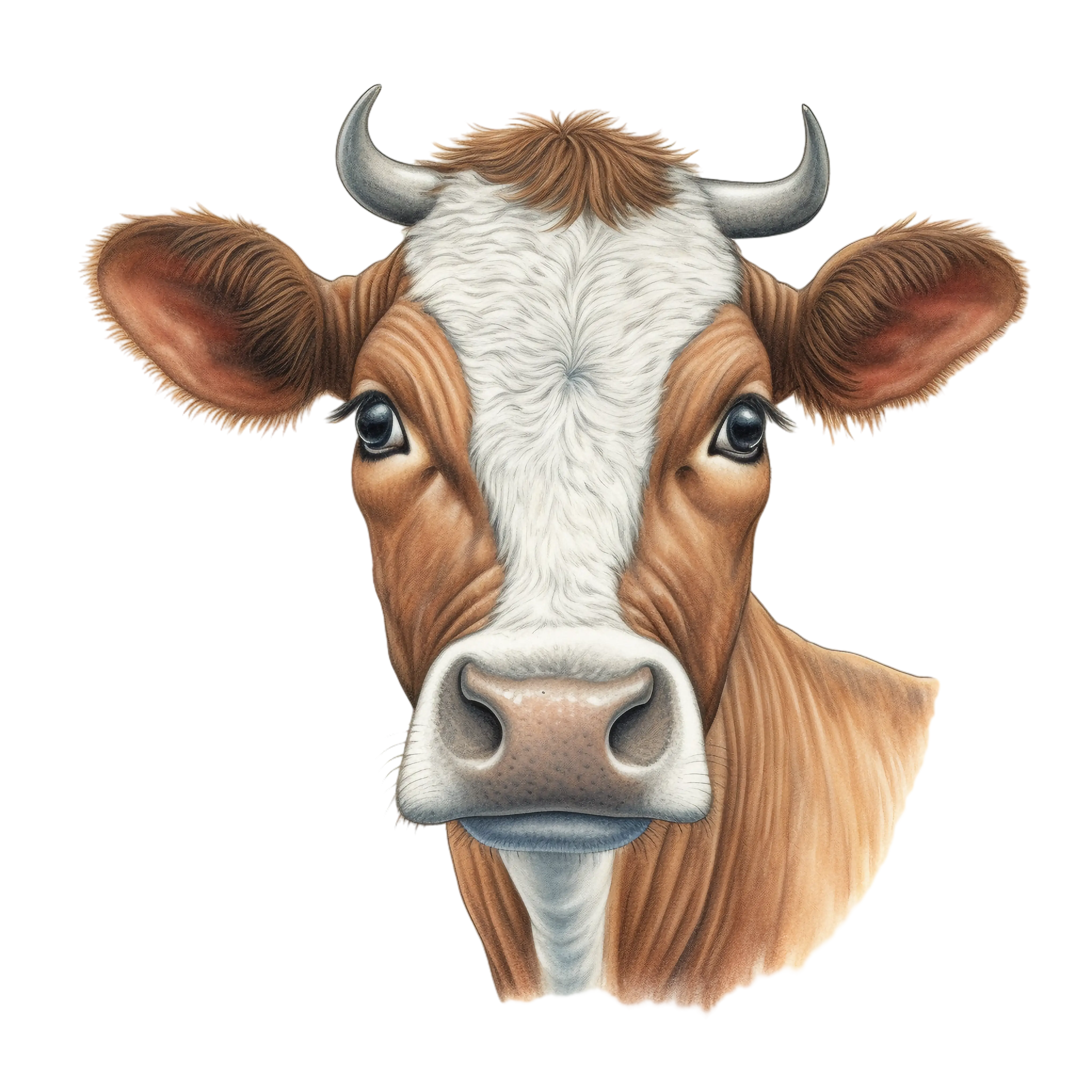 Realistic Cow Head Illustration
