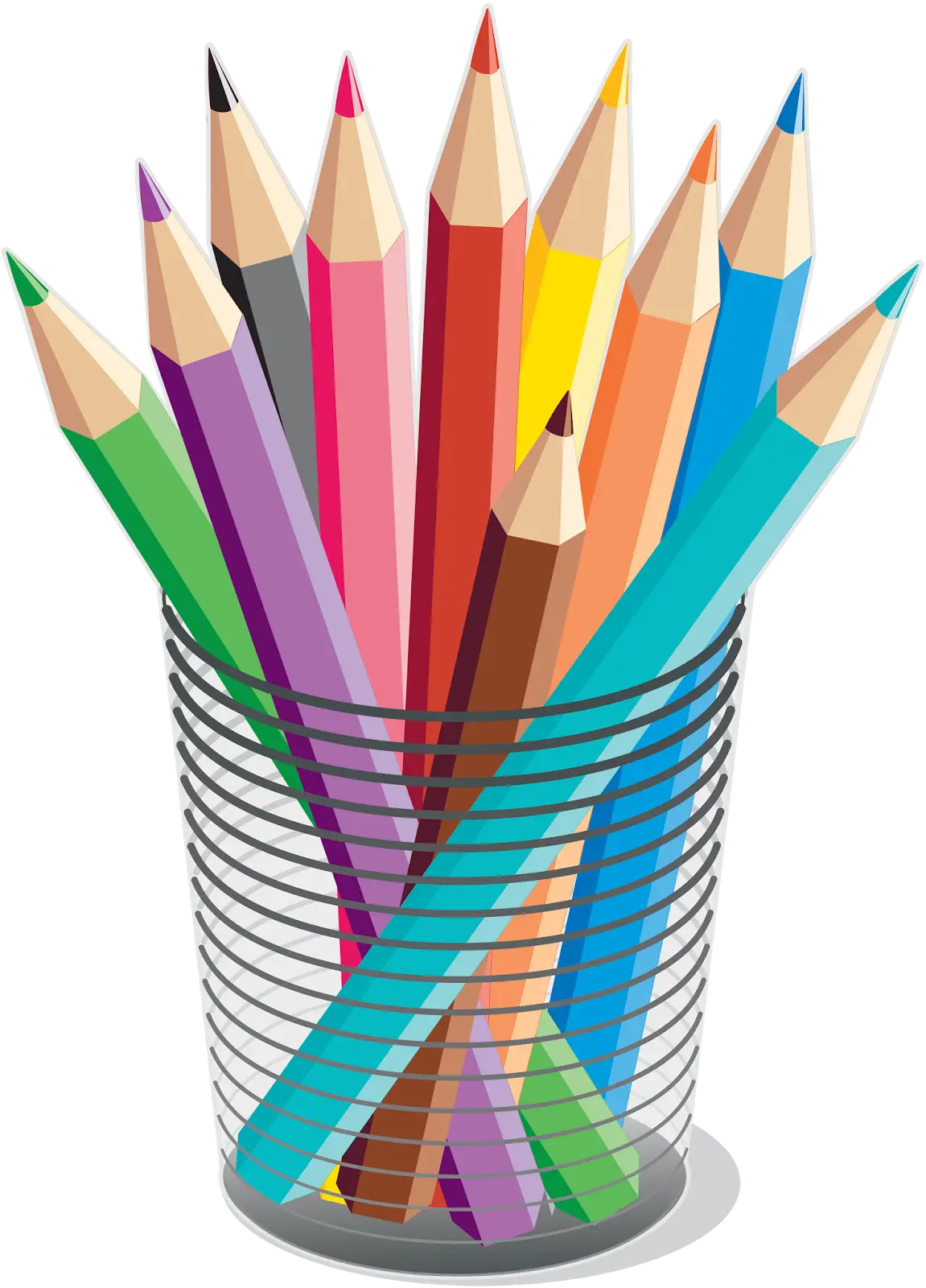 Colored Pencils Arranged in a Holder for Art and Crafts