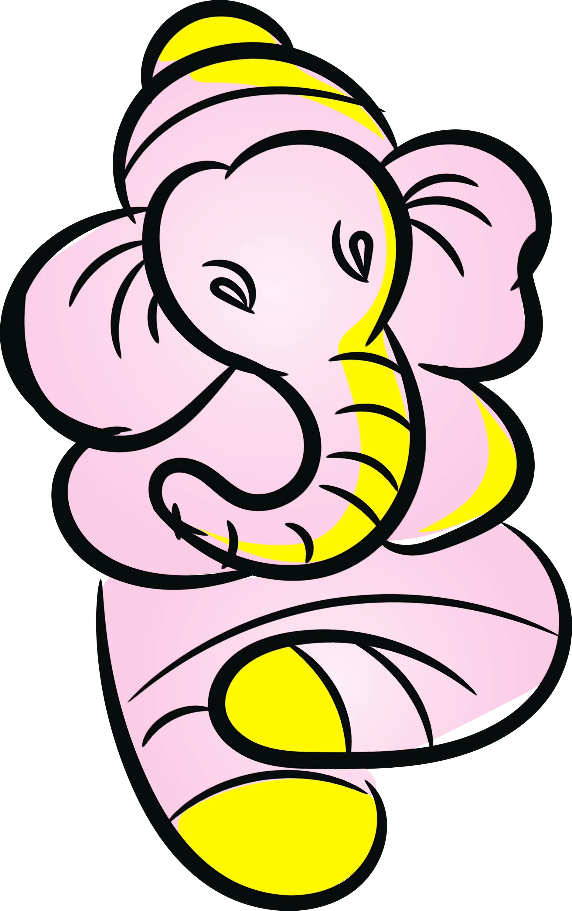 Pink Ganesh Illustration in Cartoon Style