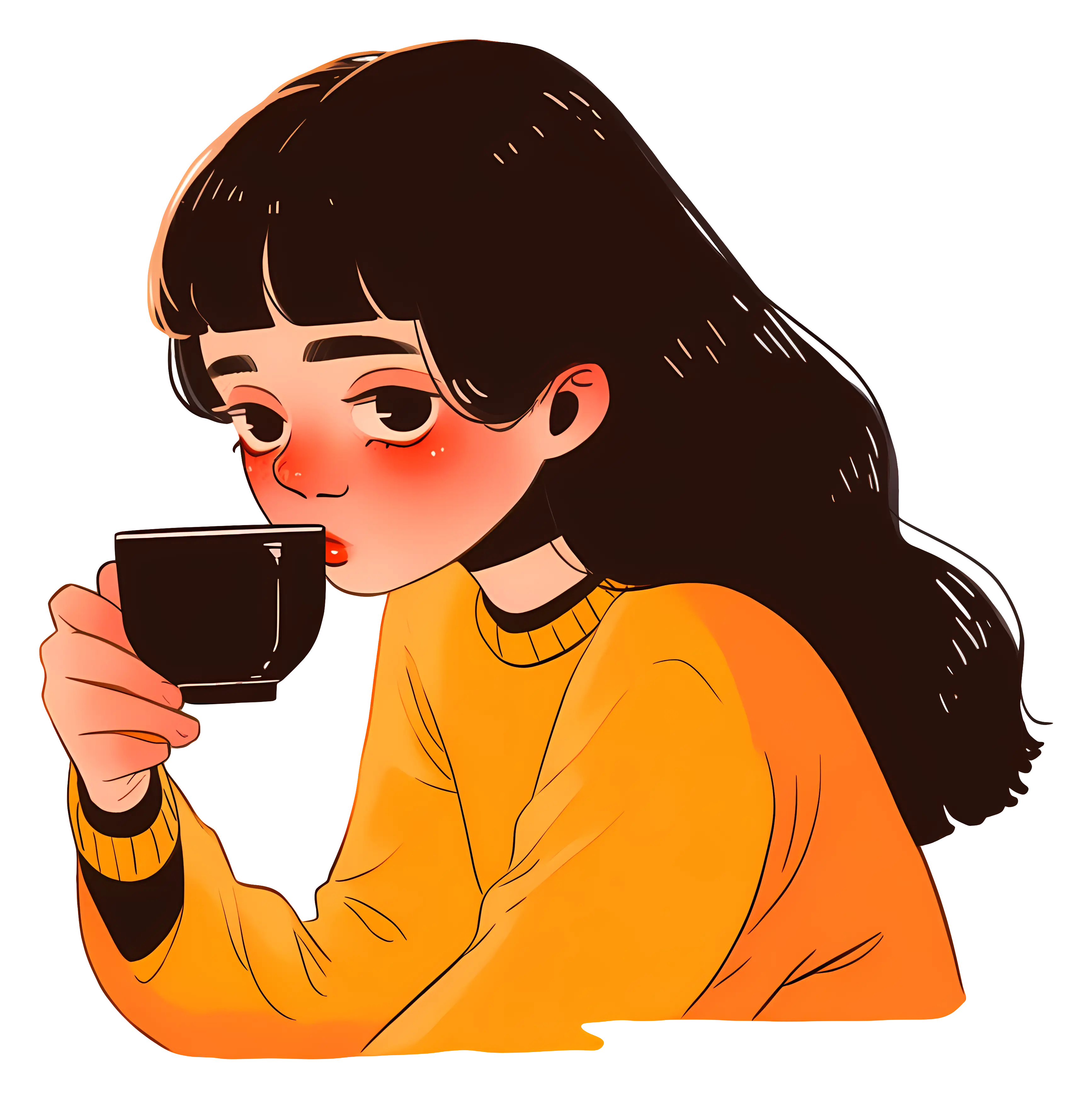 Cozy Girl with Coffee Cup
