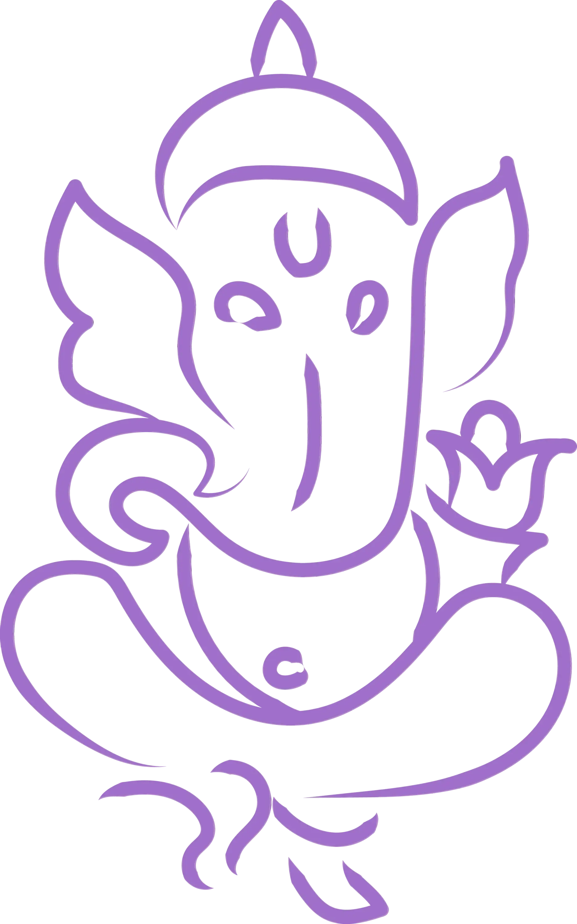 Purple Line Art Illustration of Lord Ganesh