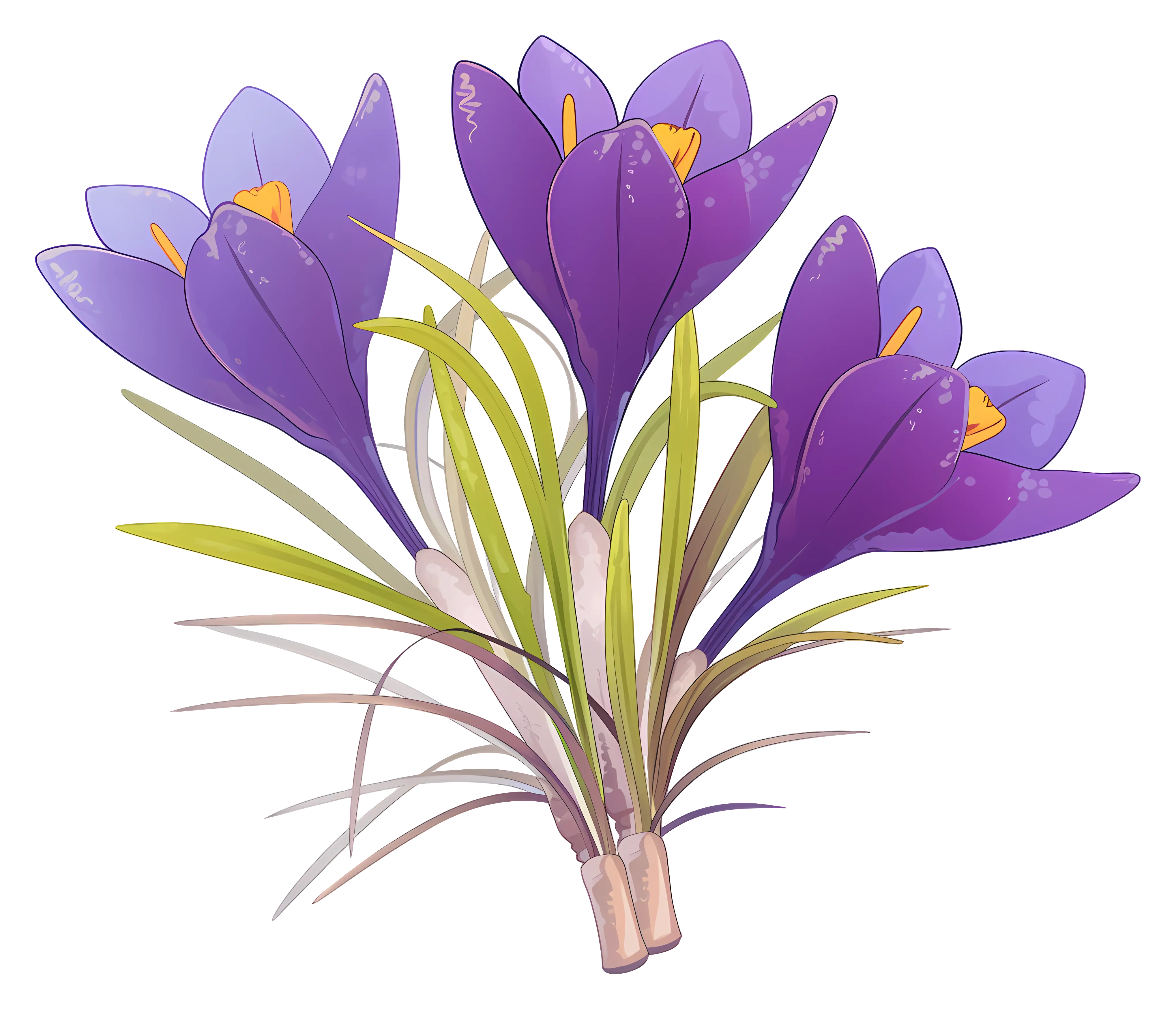 Purple Crocus Flowers Illustration