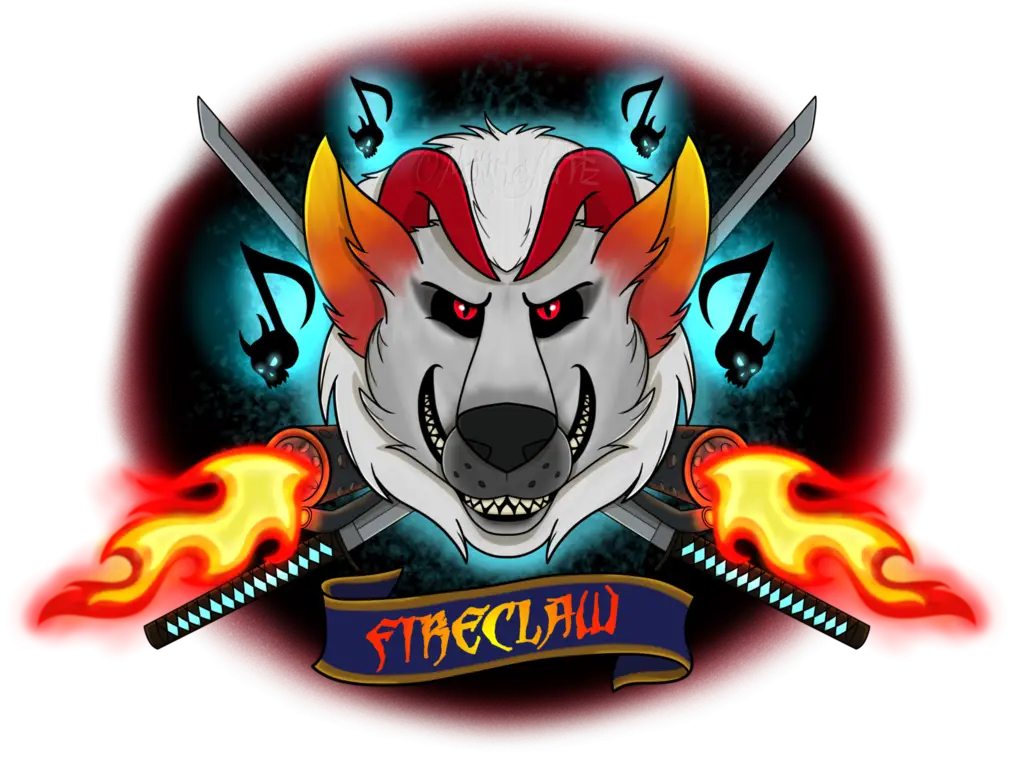 Fireclaw Logo with Wolf and Swords