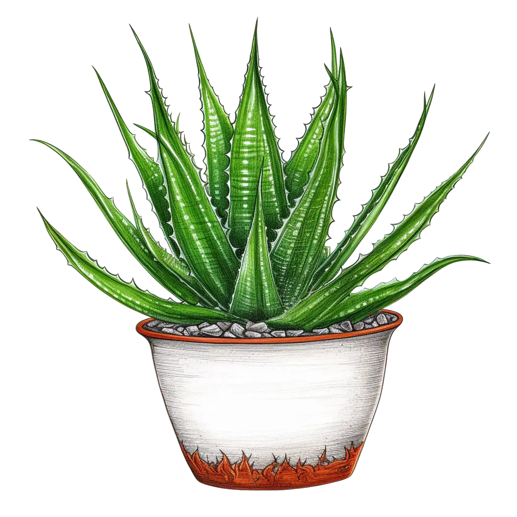 Green Aloe Vera Plant in Decorative Pot