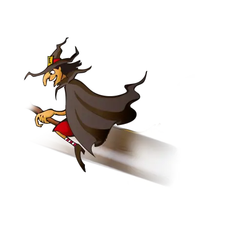 Flying Witch on a Broomstick