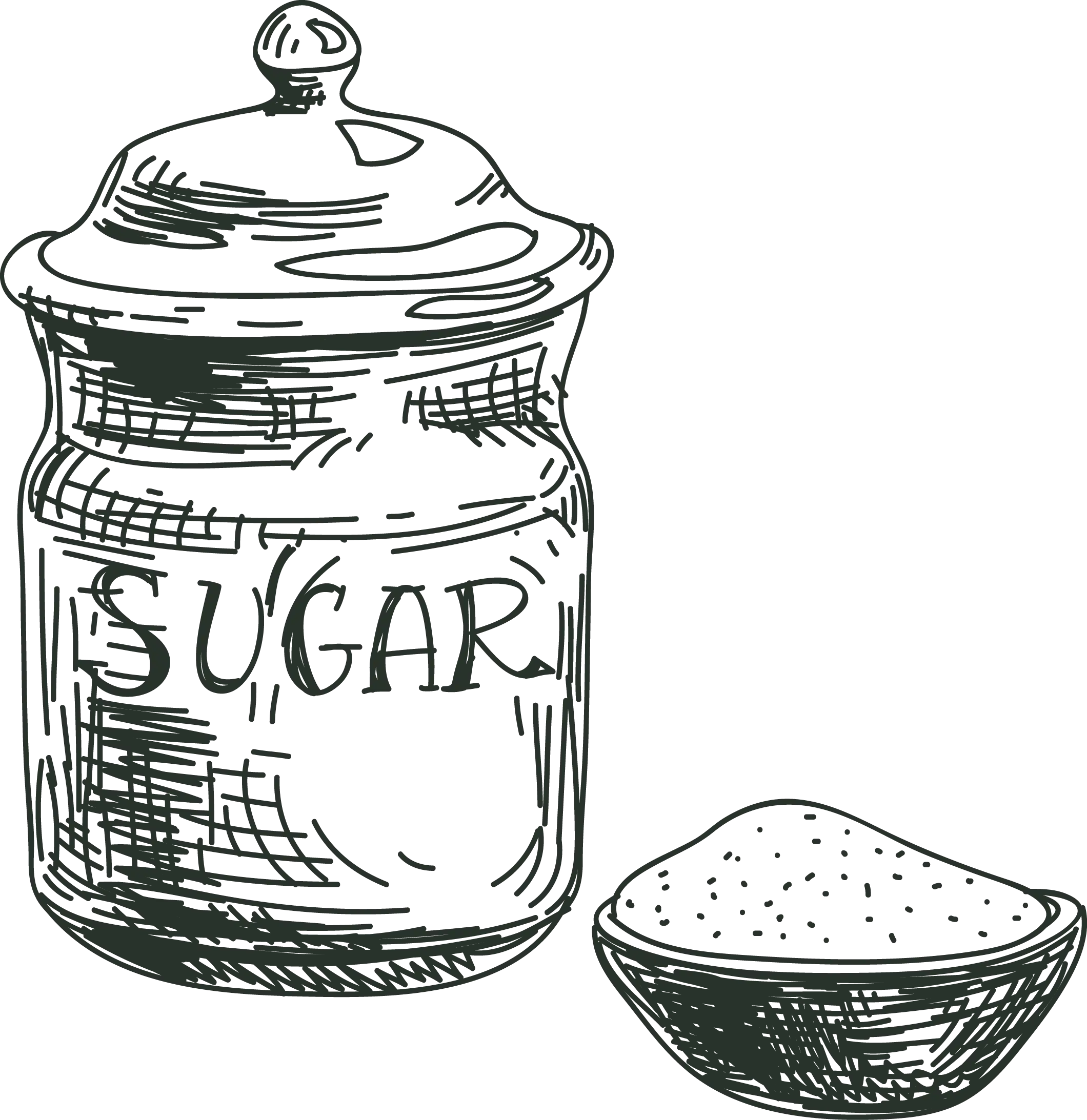 Vintage Sugar Jar and Bowl Drawing