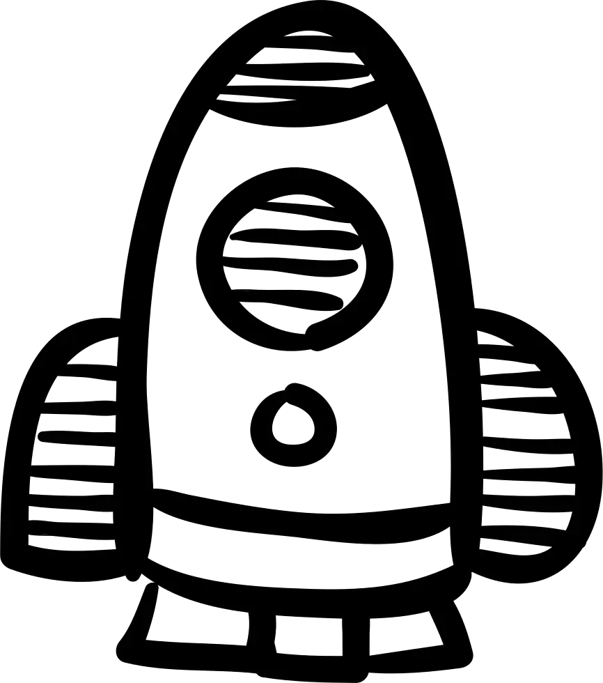 Black and White Rocket Drawing
