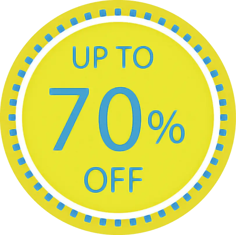 Up to 70% Off Promotional Badge