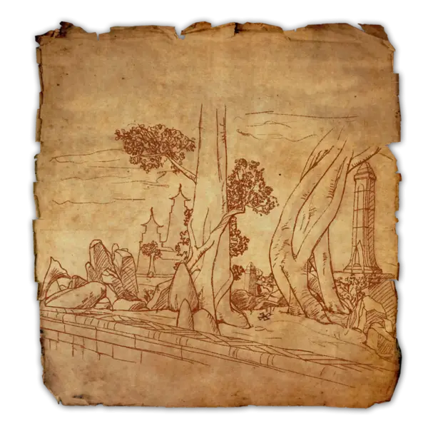 Vintage Parchment with a Drawing of Nature Scene