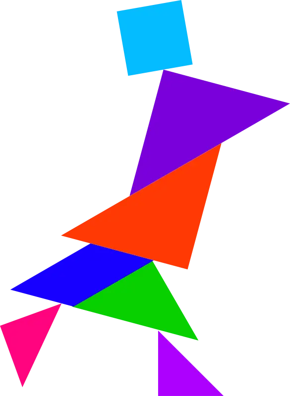 Multicolor Tangram Person Figure