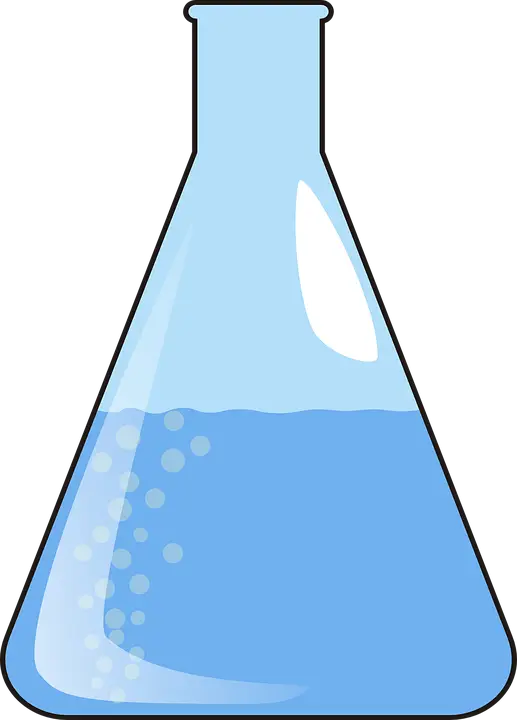 Blue Erlenmeyer Flask with Bubbles