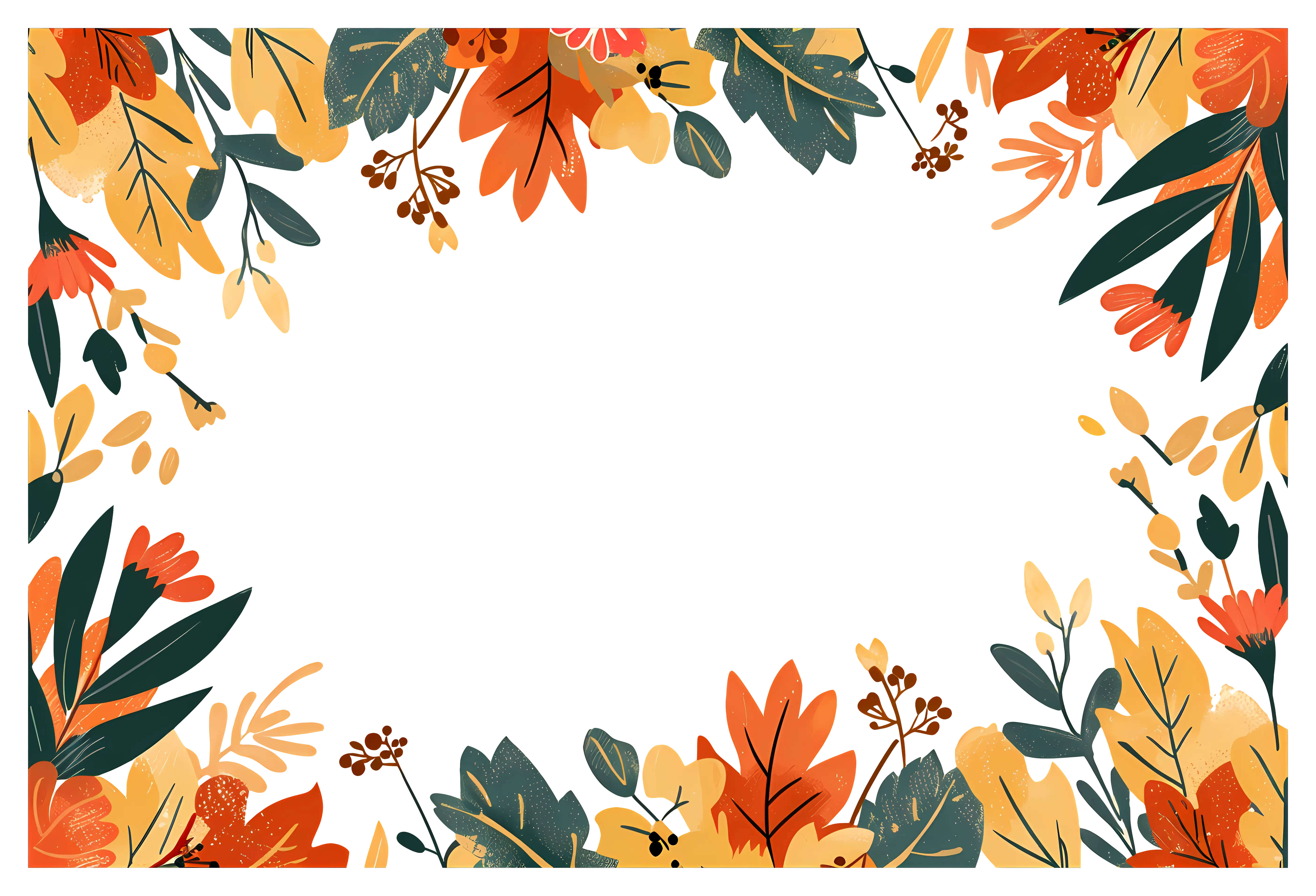 Autumn Floral Frame with Warm Tones