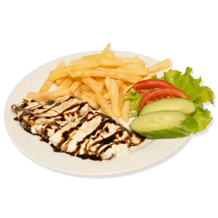 Grilled Chicken with French Fries and Salad