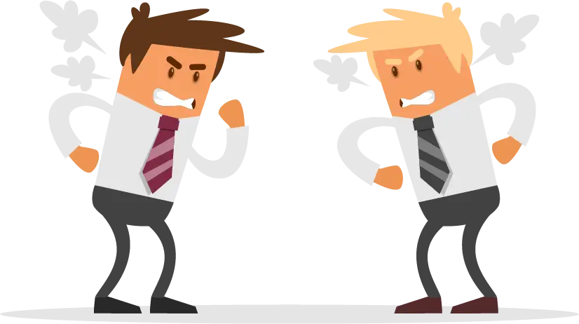 Cartoon Angry Men in Conflict